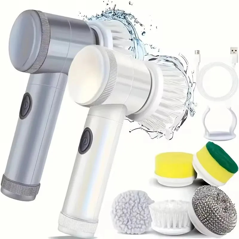 Cordless Electric Spin Scrubber with 5 Brush Heads — Bathroom, Tile & Grout