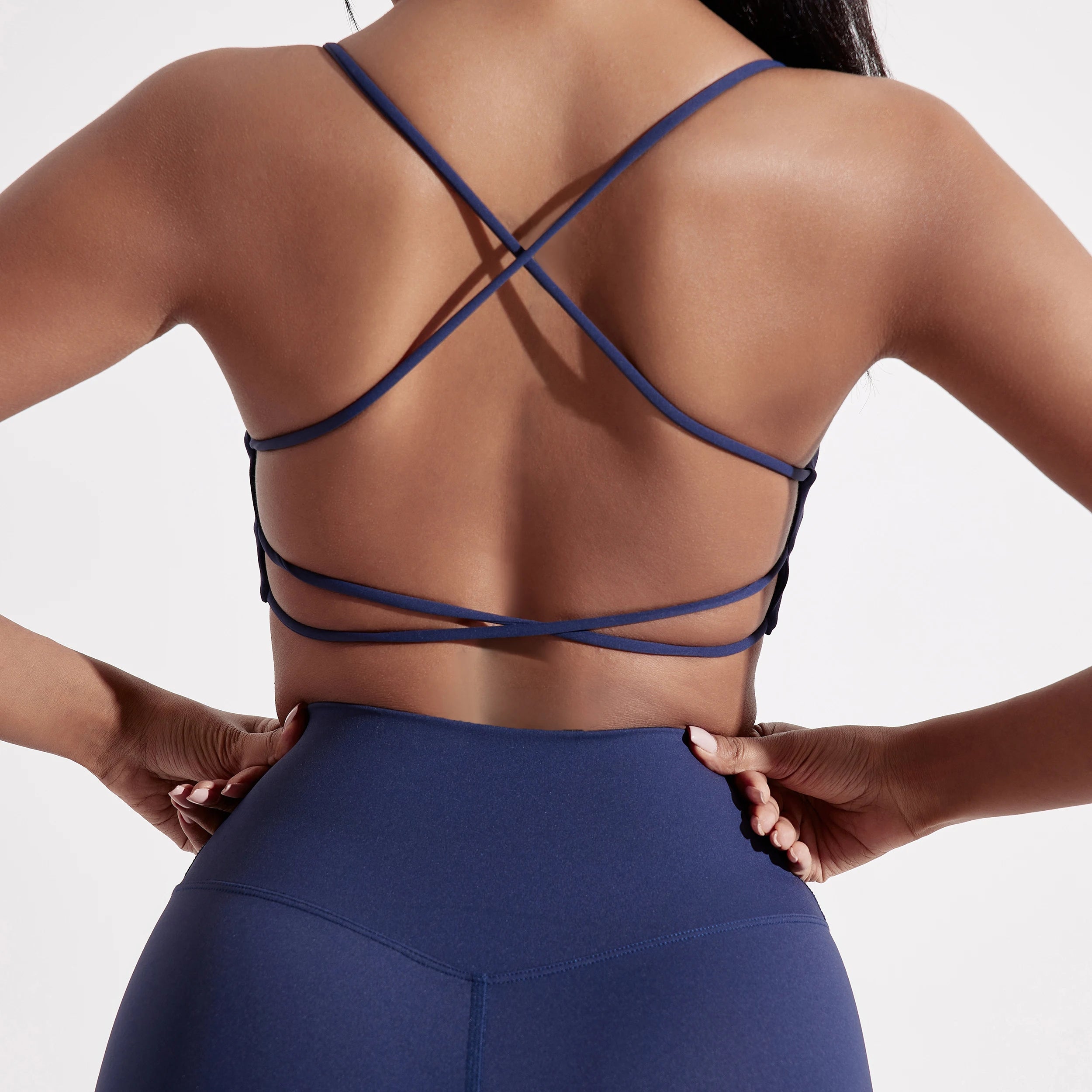 Solid Color Gym Yoga Underwear Women Cross Back Straps Fitness Bra High Strength Tight Sport Top Comprehensive With Chest Pad