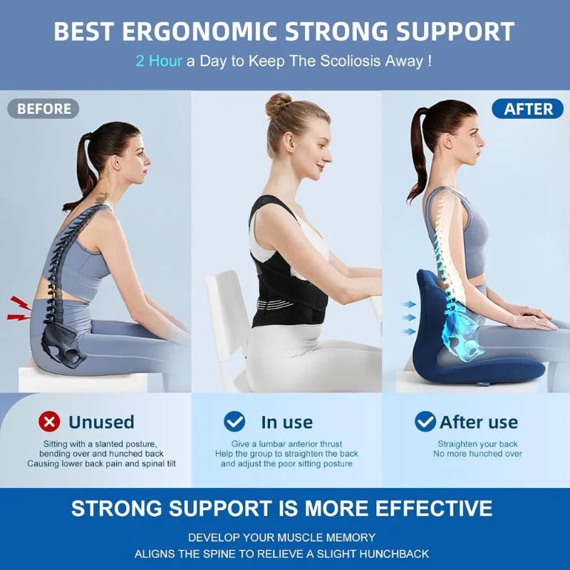 Adjustable Posture Corrector — Back & Shoulder Support Brace for Women