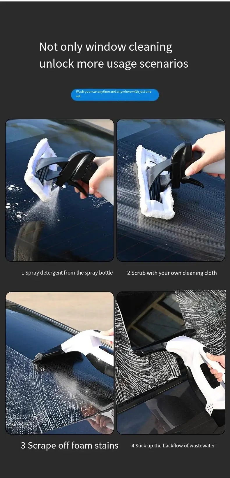 Cordless Electric Window Cleaner — Streak-Free Glass, Sprays & Wipes Automatically