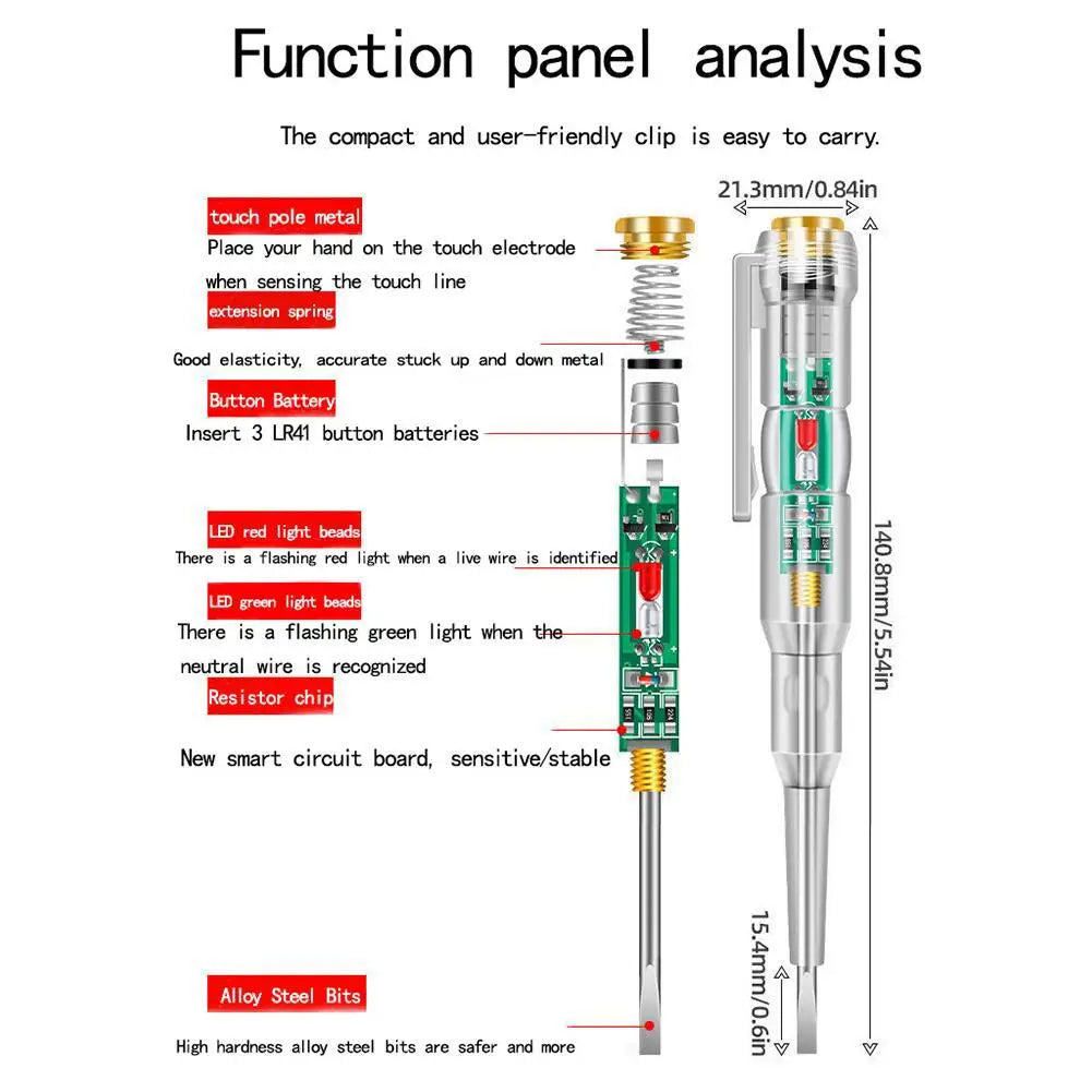 Non-Contact Voltage Tester Pen with Light & Sound Alert — Live Wire & Outlet Detector