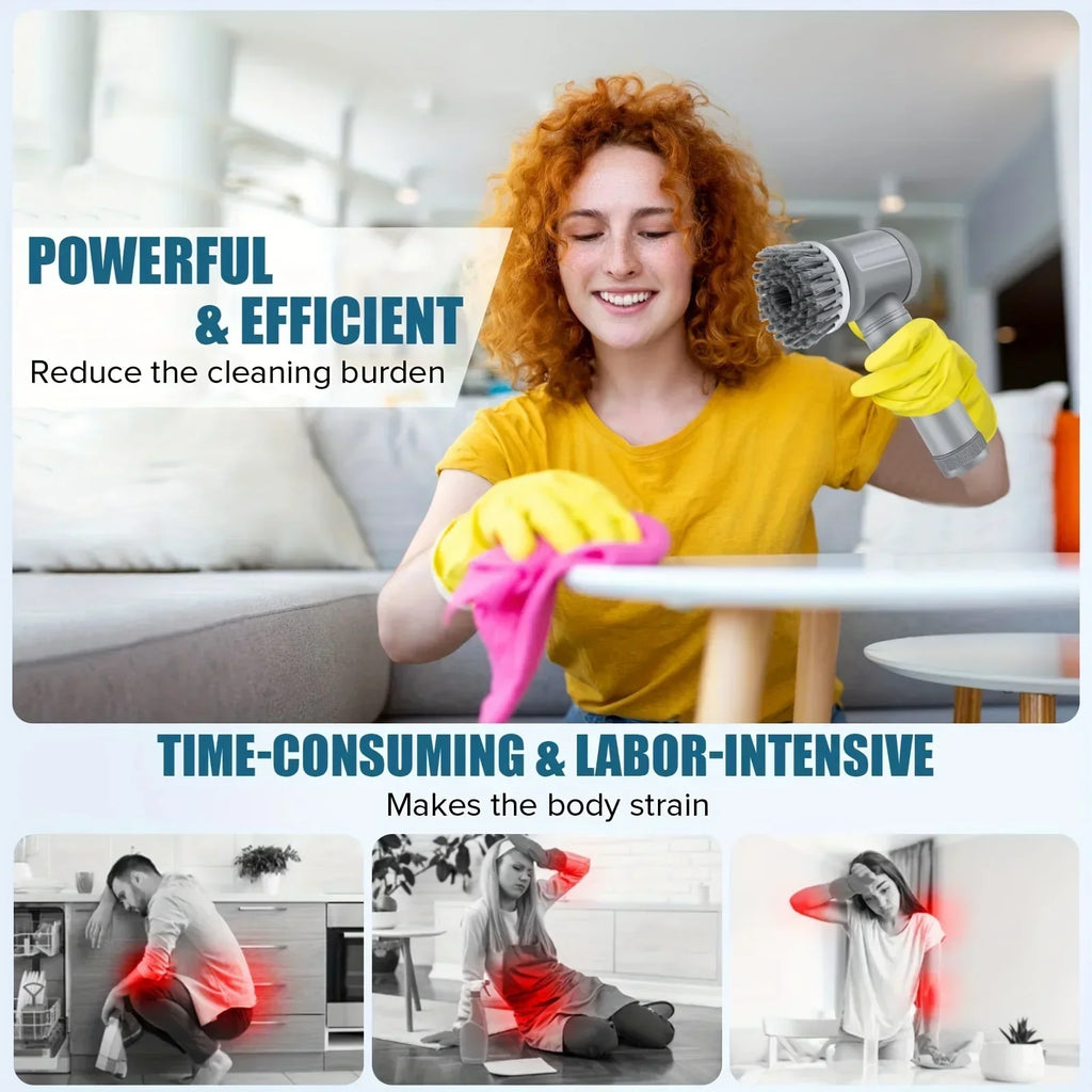 Cordless Electric Spin Scrubber with 5 Brush Heads — Bathroom, Tile & Grout