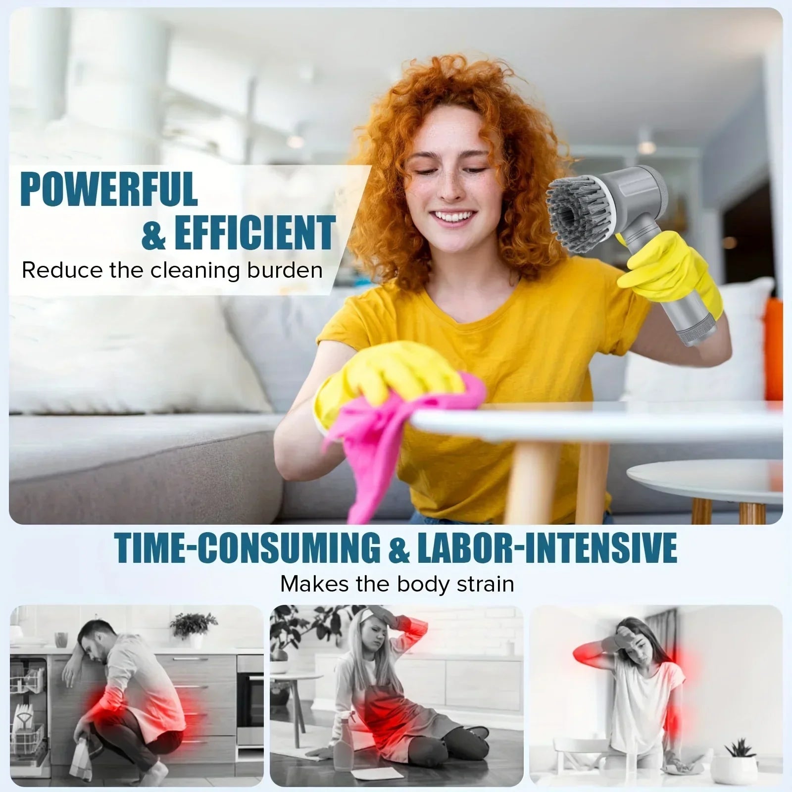 Cordless Electric Spin Scrubber with 5 Brush Heads — Bathroom, Tile & Grout