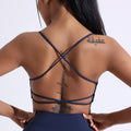 Solid Color Gym Yoga Underwear Women Cross Back Straps Fitness Bra High Strength Tight Sport Top Comprehensive With Chest Pad
