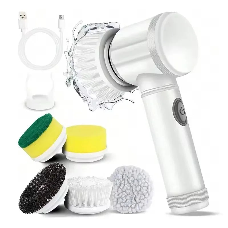 Cordless Electric Spin Scrubber with 5 Brush Heads — Bathroom, Tile & Grout