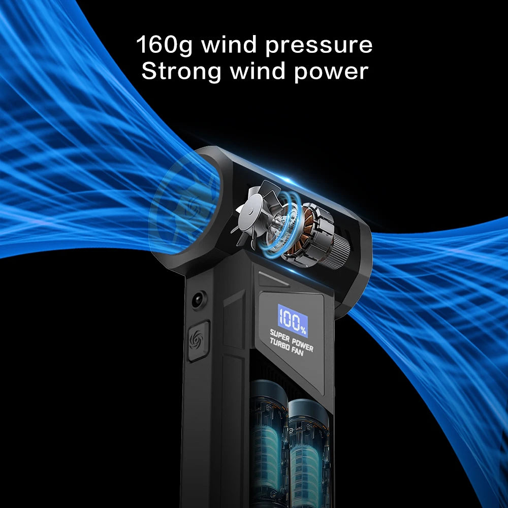 New Wireless Jet Fan Brushless Motor Turbo Air Blower Portable Car Cleaning Tool with 5 Nozzles Digital Display for Outdoor Use