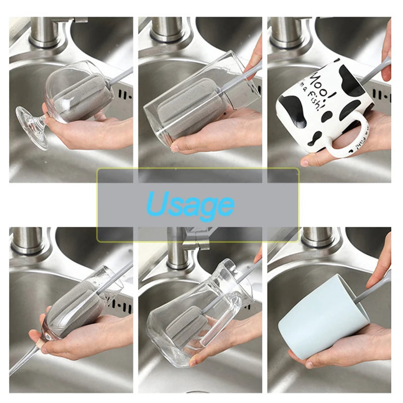 Baby Bottles Brush 360 Degree Rotation Long Handle Silicone Brushes Feeding Bottle Cup Cleaning Tools Pacifiers and Accessories