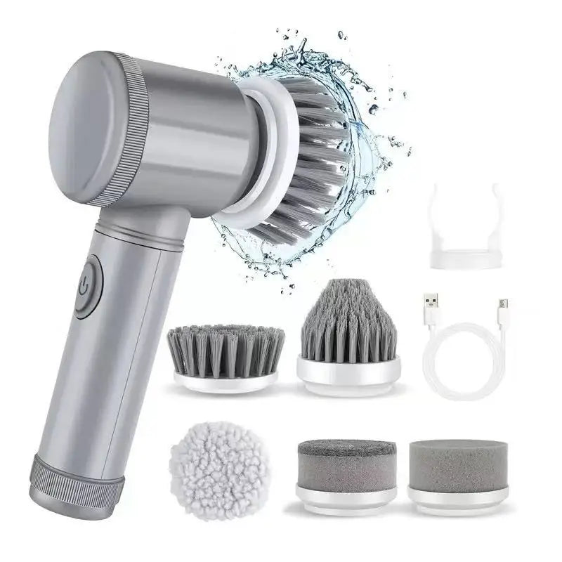 Cordless Electric Spin Scrubber with 5 Brush Heads — Bathroom, Tile & Grout
