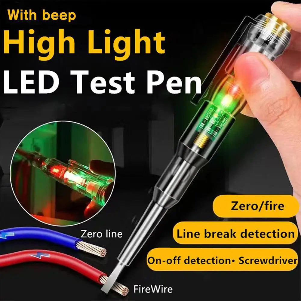 Non-Contact Voltage Tester Pen with Light & Sound Alert — Live Wire & Outlet Detector